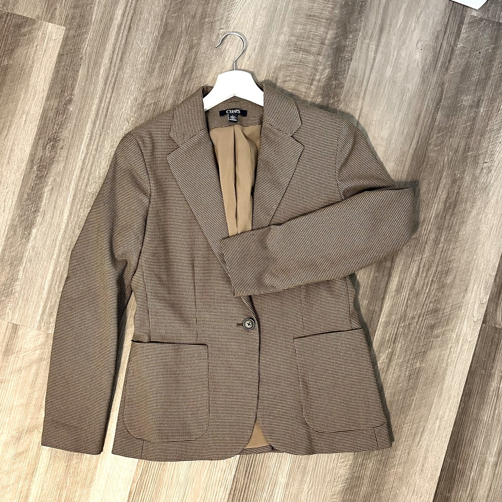 Houndstooth One-Button Blazer